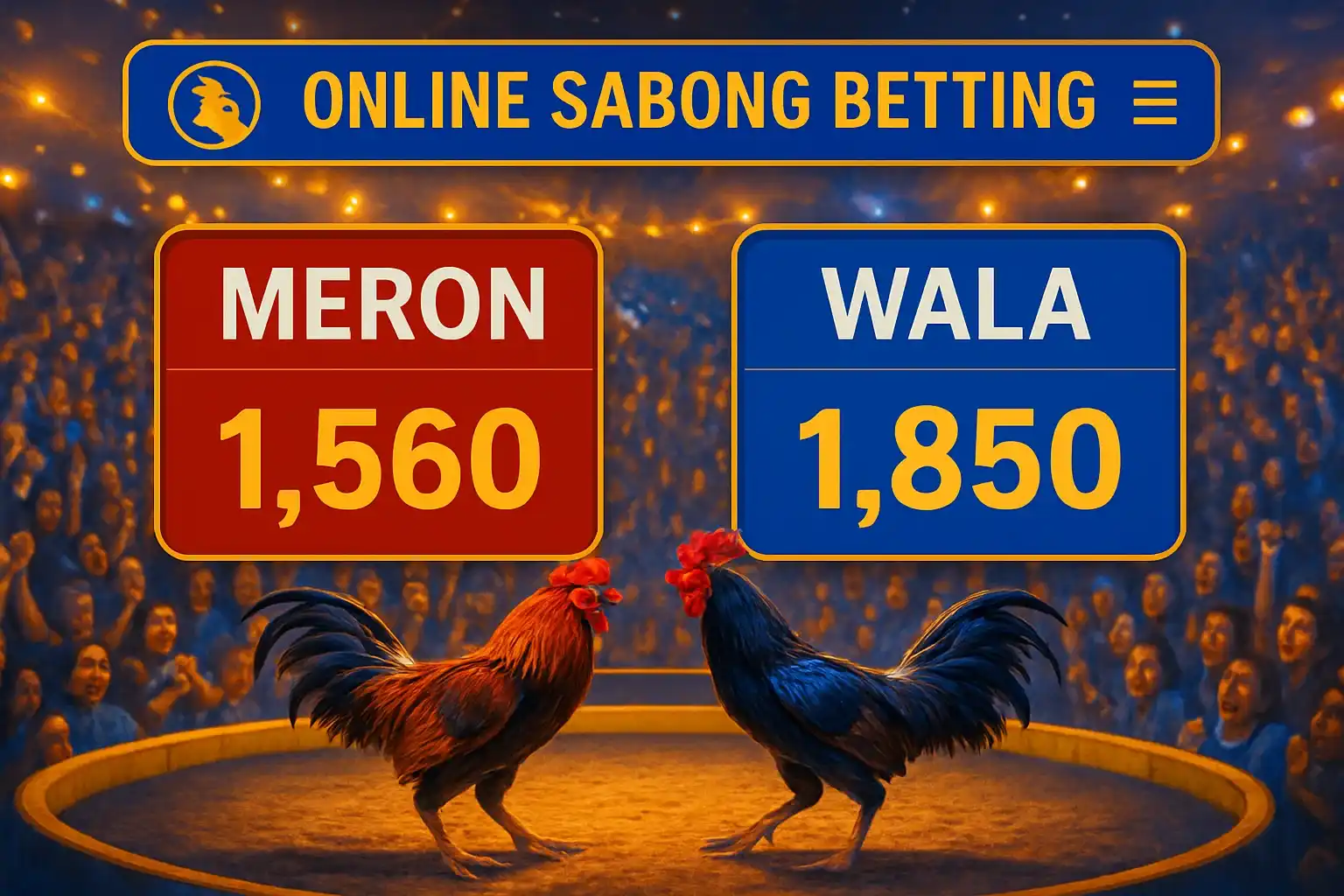 Philippine online sabong interface with Meron and Wala bet panels